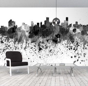Picture of Bogota skyline in black watercolor on white background
